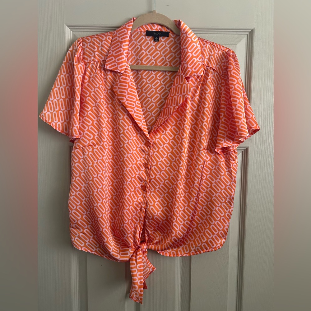Eclair - Orange Patterned Women's Top